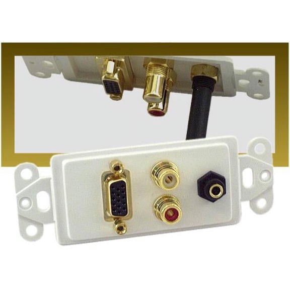 IEC WDH931511 "White Decora Insert with One VGA, One 3.5mm Stereo Jack, and Two RCAs (Red - White)"