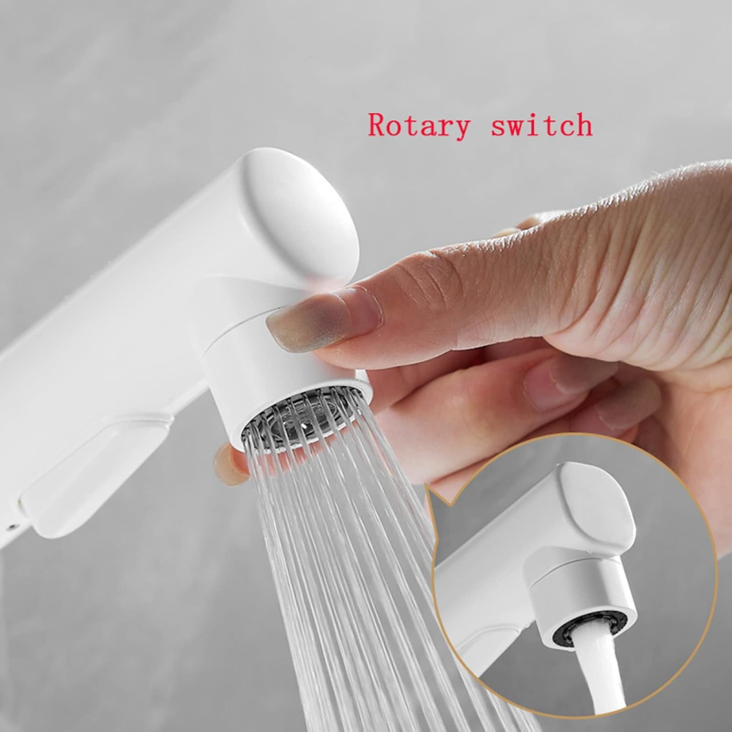 Bathroom Sink Faucet with Pull Out Sprayer,Single Hole Bathroom Sink Faucet with 3 Modes,Brass Single Handle for Hot and Cold Water Vanity Basin Faucet,White
