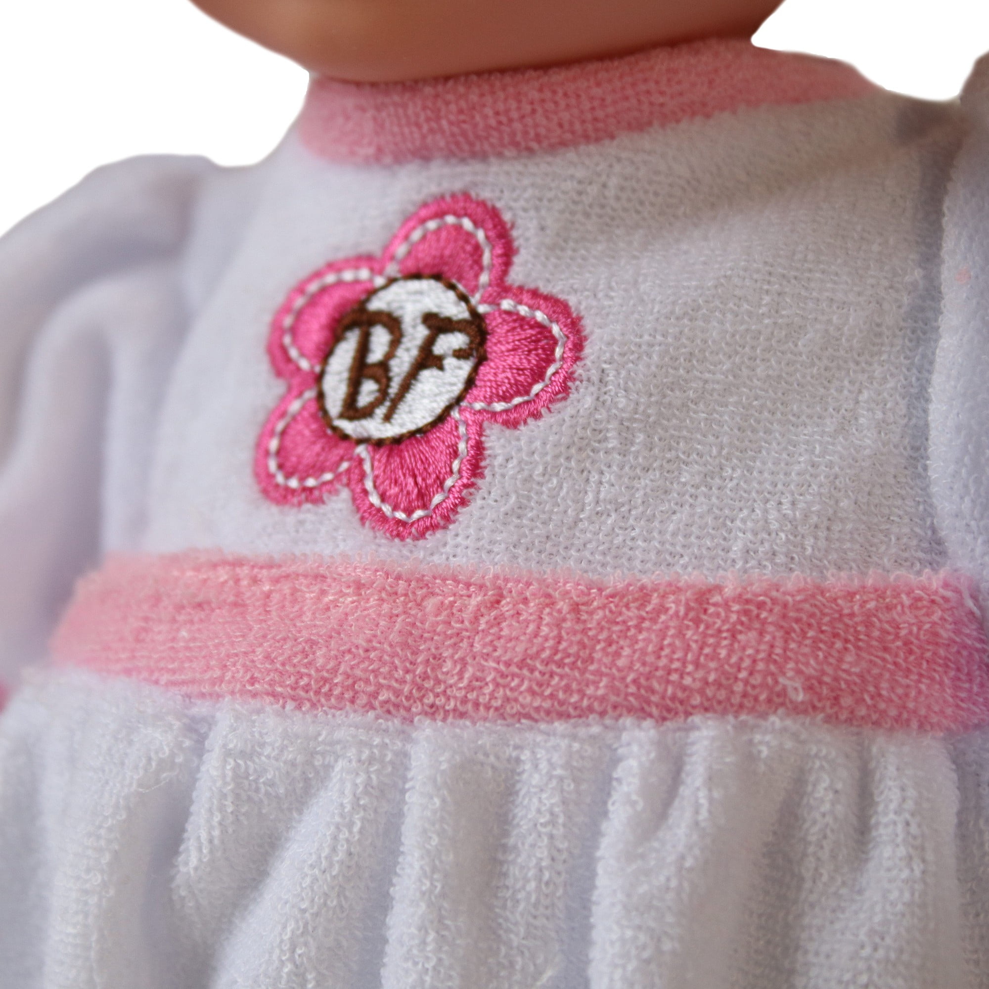 Goldberger Baby's First 13" Bundle of Joy Caucasian Baby Doll - White Terry Cloth Jumper Outfit with Matching Headband
