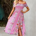 thumbnail image 4 of Robe Florale d'Été pour Femmes Mode Décontractée Printemps et Été Sans Manches Robe Épaules Dénudées Imprimé Floral Robe d'Été Florale pour Femmes, 4 of 8