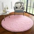 thumbnail image 7 of Junovo Round Fluffy Area Rugs For Kids Girls Princess Castle Plush Shaggy Carpet Cute Circle Nursery Rug For Kids Room Bedroom Living Room,4'x4',Pink, 7 of 7
