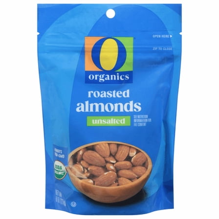 O O Organic Roasted Almonds Unsalted USDA Organic 8-Ounce