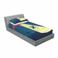 thumbnail image 3 of Ambesonne Cartoon Fitted Sheet & Pillow Sham Set, Alien Abduction Space, Full, Blue and Yellow, 3 of 3