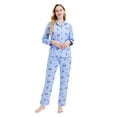 thumbnail image 3 of GLOBAL 100% Cotton Comfy Flannel Pajamas for Women 2-Piece Warm and Cozy Pj Set of Loungewear Button Front Top Pants, 3 of 7