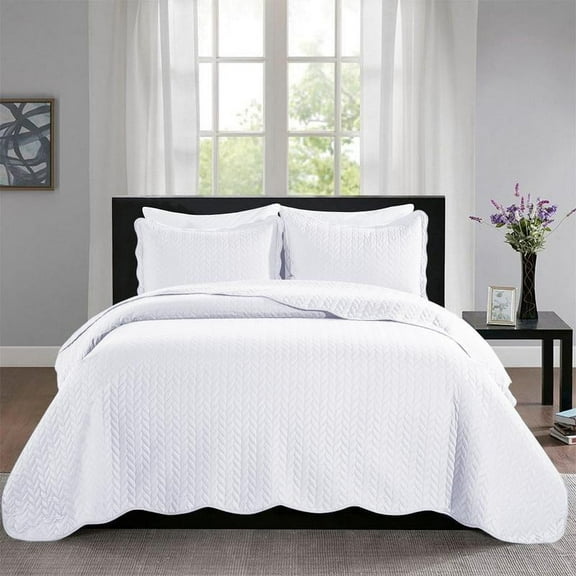 Imperial Homeware 3 Pcs Quilt Bedding Set Reversible Microfiber Coverlet with Pillow Shams for Summer - Lightweight Design Embossed Quilt Bedspread Smooth And Skin Friendly Twin size