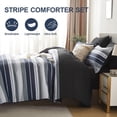 thumbnail image 2 of Davulos 7 Piece Bed in a Bag Stripe Comforter Set Queen Size White Grey Navy Patchwork Striped Comforter and Sheet Set, All Season Soft Microfiber Complete Bedding Sets, 2 of 7