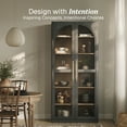 thumbnail image 3 of BELLEZE 67" Storage Cabinet, 6 Shelf Glass Bookshelf Display Cabinet, Modern Wood Wine Curio Cabinets with 4 Adjustable Shelves, Trophy Display Case for Living Room, Wine, Ebony, 3 of 7