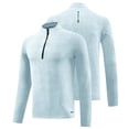thumbnail image 2 of USNSM Mens Quick Dry Athletic Fitness Shirt Solid Long Sleeve Tops Gym Fitness Yoga Quarter Zipper Mock Neck Workout Tshirts Tees Light Blue XXXL, 2 of 6