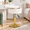 Faux Fur White-Gold Base, variant on Adjustable Vanity Stool With Stor Swivel Chair Beige