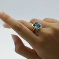 thumbnail image 2 of Women's Beautiful Solitaire Engagement Ring 14k Yellow Gold Plated Emerald Cut London Blue Topaz, 2 of 5