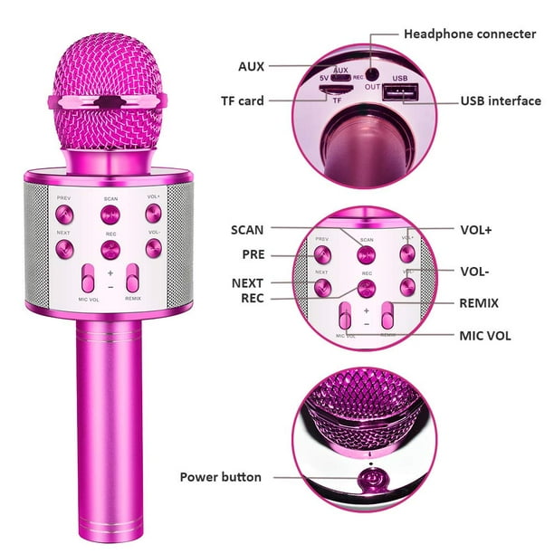 Acheter Portable sans fil Bluetooth Karaoke Microphone Ktv Microphone de  poche Haut-parleur pour enfants Scène musicale Jouet Musique Chant  Haut-parleur Enfants Cadeau