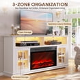 thumbnail image 4 of SESSLIFE Fireplace TV Stand for 70 Inch TV, LED TV Console with 30''Electric Fireplace, Entertainment Center Television Table for Living Room or Bedroom, White, 4 of 9