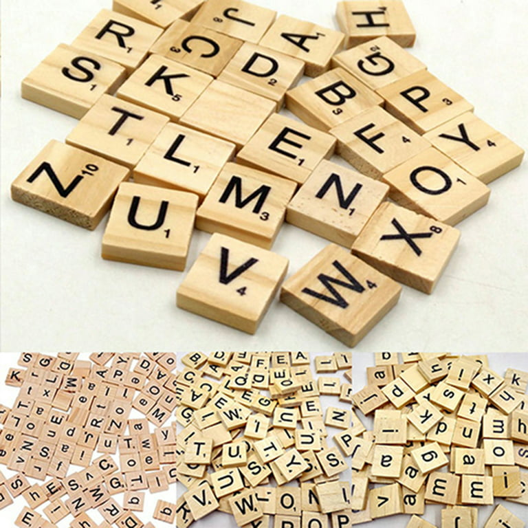 100Pcs Wooden Capital English Letters Alphabet Number DIY Wood