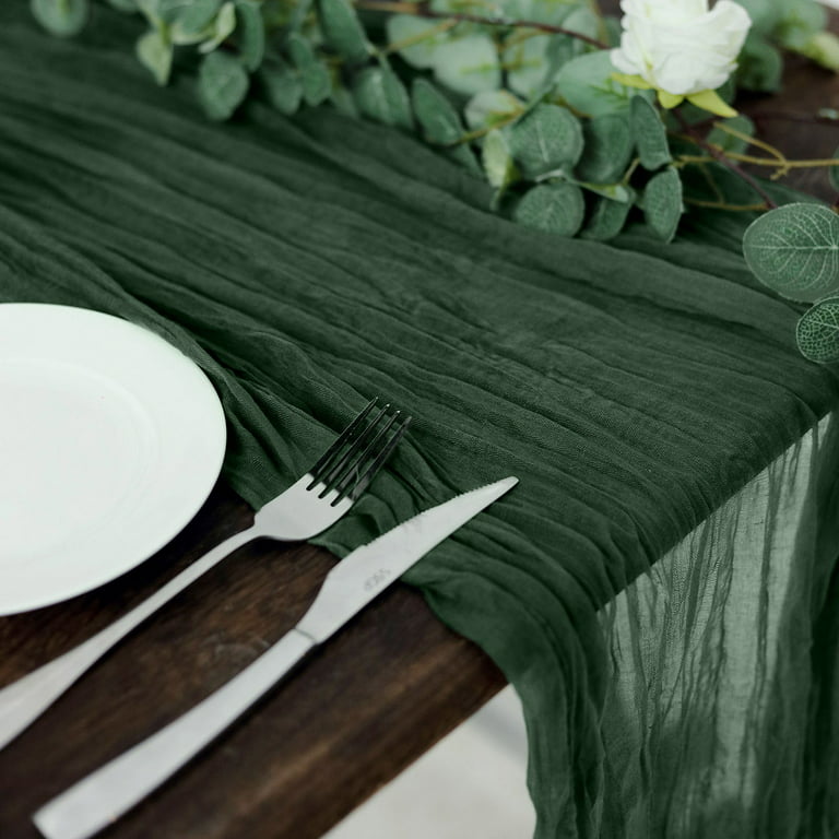 Efavormart 10ft Moss Green Cheesecloth Table Runner, Gauze Fabric Boho Wedding Arbor Decor