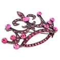 thumbnail image 2 of Vintage Style Pink Fleur-De-Lis Crown Crystal Pin Brooch, 2 of 4