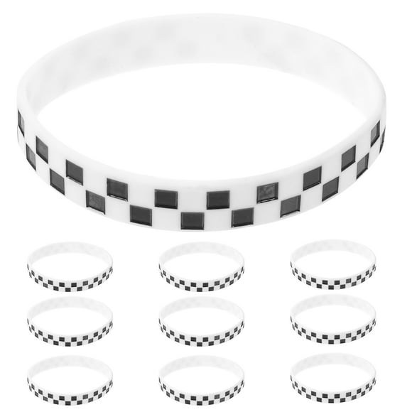 CIMAXIC Fête 12 Pcs Bracelet à Carreaux Motif à Carreaux Bracelets en Silicone Thème Course Cadeaux de Fête,7.95"X0.47"X0.08 Pouces