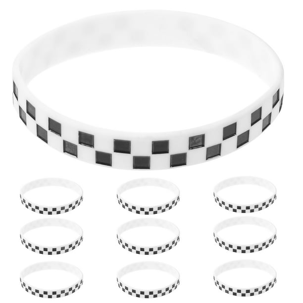 12 Uds. Pulsera a cuadros con patrón de cuadros, pulseras de silicona, regalos para fiestas temáticas de carreras
