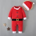 thumbnail image 2 of Two-piece set Baby Santa Outfit Newborn Boy & Girl Christmas Outfits Infant Velvet Romper with Long Tail Santa Claus Hat, 2 of 7