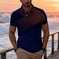 thumbnail image 1 of Ceisia Men's Summer Casual Orange-Blue Gradient Curve Mesh Short Sleeve Lapel Shirt Multicolor M Gifts, 1 of 7