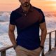 thumbnail image 1 of Ceisia Men's Summer Casual Orange-Blue Gradient Curve Mesh Short Sleeve Lapel Shirt Multicolor M Gifts, 1 of 7