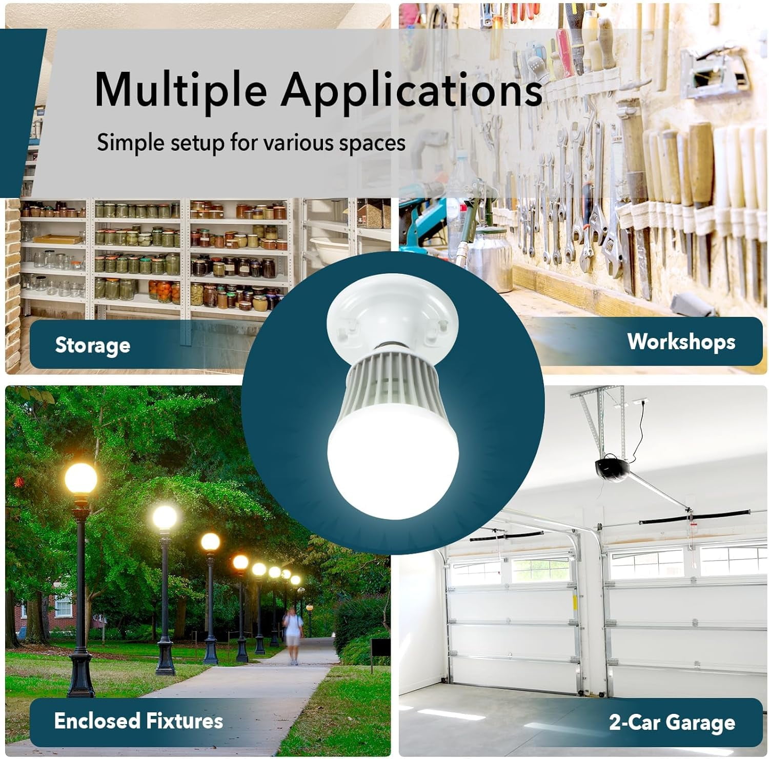 GT-Lite 50W LED A-Line Light Bulb for Garages and Workspaces, 5000 Lumens, 5000K Daylight, E26 Base