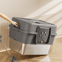 Enclosed Stainless Steel Cat Litter Box with Lid, XL Extra Large for Big Cats, High-Sided Metal Litter Pan, Odor-Proof, Anti-Urine Leakage, Easy to Clean, Includes Scoop