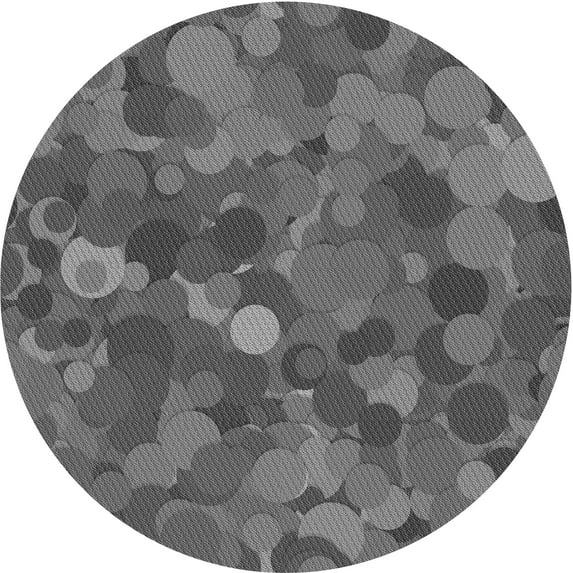 Ahgly Company Indoor Round Patterned Battleship Gray Area Rugs, 5' Round
