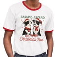 thumbnail image 2 of Barking Around the Christmas Tree Ringer Tee Shirt Unisex X-Large White/Red, 2 of 5