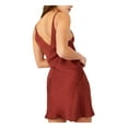 thumbnail image 2 of FREE PEOPLE Womens Brown Tie Spaghetti Strap Surplice Neckline Mini Evening Wrap Dress M, 2 of 4