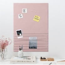 Navaris Velvet Memo Bulletin Board - 20" x 28" Fabric Memory Board for Wall Decor Photo Collages, Pictures, Notes. Includes 6 Push Pins in Pink.