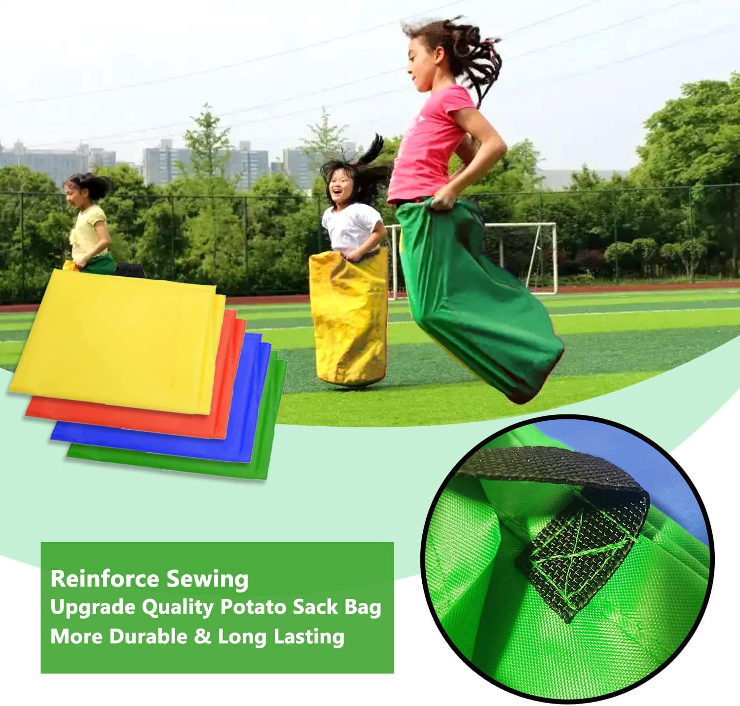 4Pcs Potato Sack Race Bags, Outdoor Lawn Games for Kids & Childrens, Birthday Party and Outdoor Family Games Set