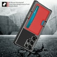 thumbnail image 7 of SaniMore for Samsung Galaxy S22 Ultra 6.8" 2022 Case, PU Leather Skin Anti-drop PC Backplane Card Slot [Up to 2 Cards] Magnetic Car Mount Hybird Armor Protective Thin Lightweight Case, Red, 7 of 7