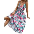 thumbnail image 4 of Julycc Womens Strappy V Neck Maxi Dress Spagehtti Strap Floral Long Sundress, 4 of 4