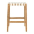 thumbnail image 6 of SAFAVIEH Capri Leather Woven Counter Stool with Footrest, Natural Teak/White Leather, 6 of 11