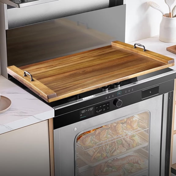 GARVEE Noodle Board Stove Cover Acacia Wood with Handles for Gas and Electric Stoves 30"L x 22"W