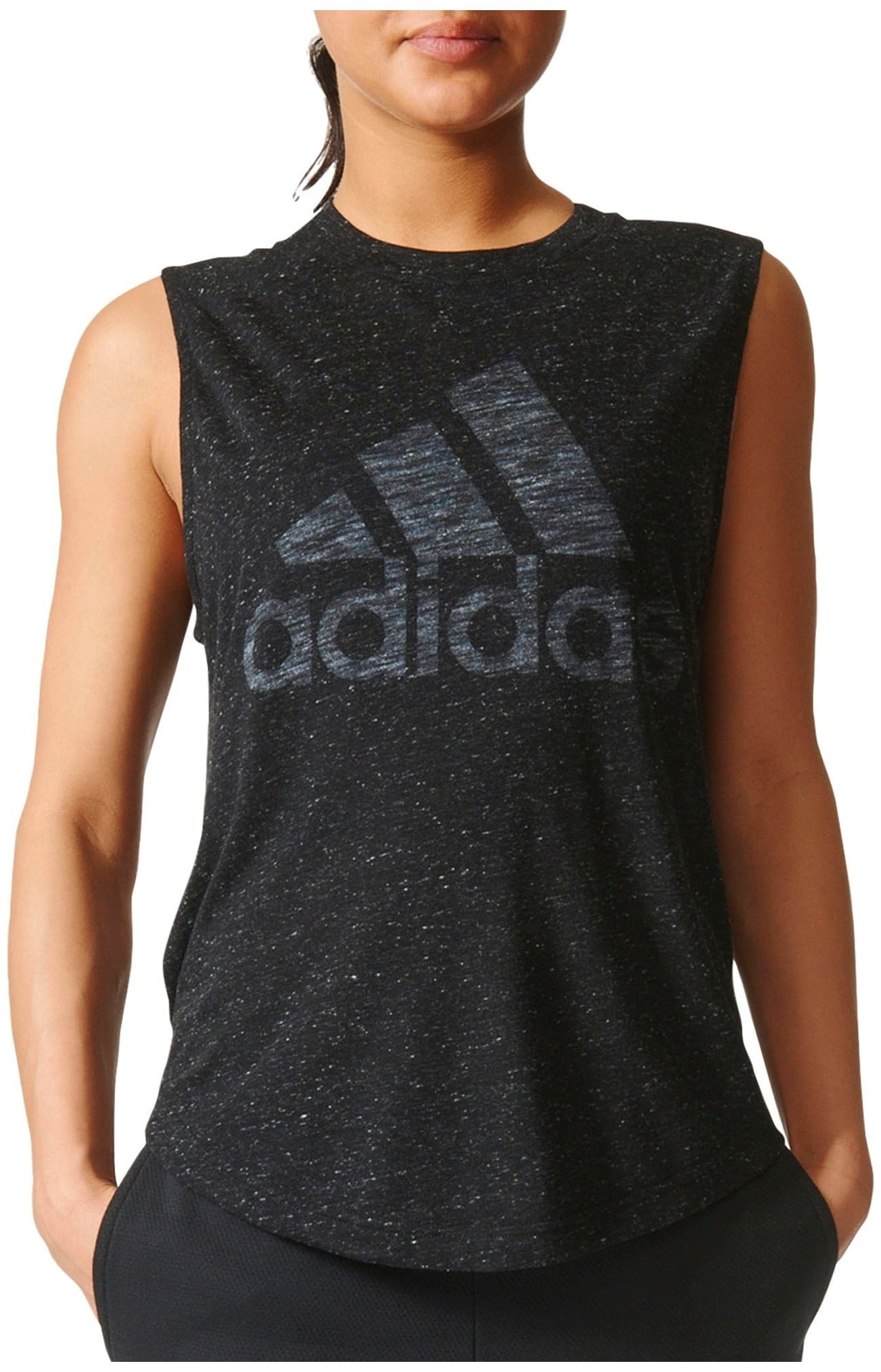 Adidas Adidas Women's Athletics Graphic Drop Hem Muscle Tee, Black