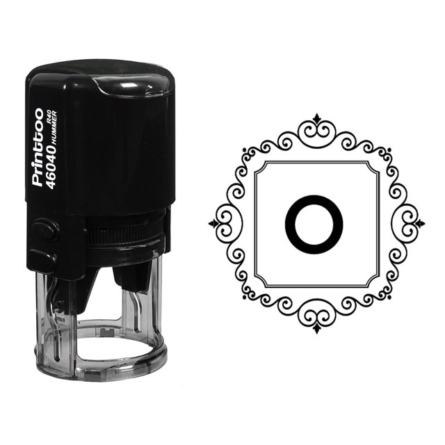 Printtoo O Alphabet Monogram Initial Square Swirl Border Office Stationary R-40 Self Inking Rubber Stamp