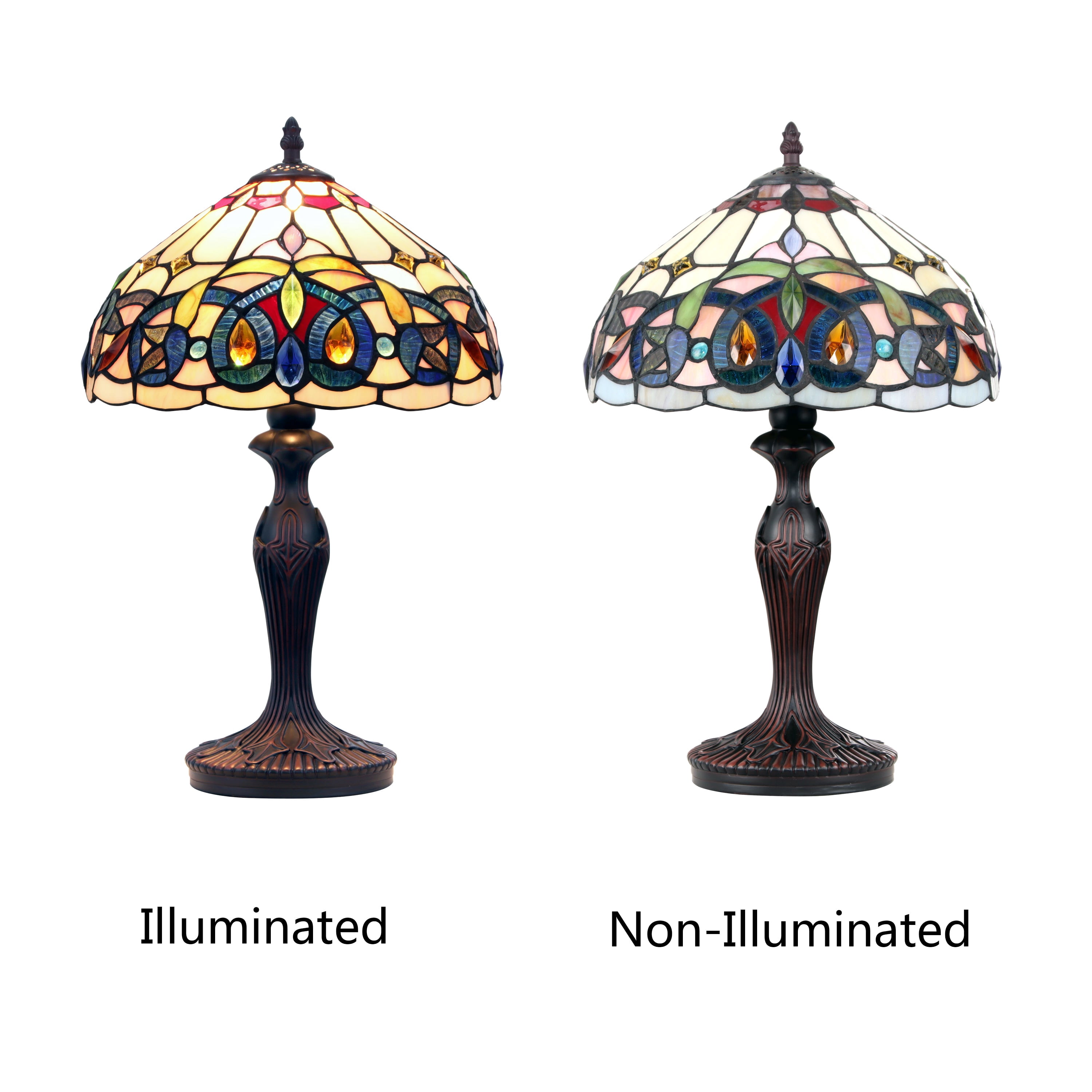 Radiance Goods Tiffany-Style Victorian Dark Bronze 1 Light Table Lamp 12" Shade