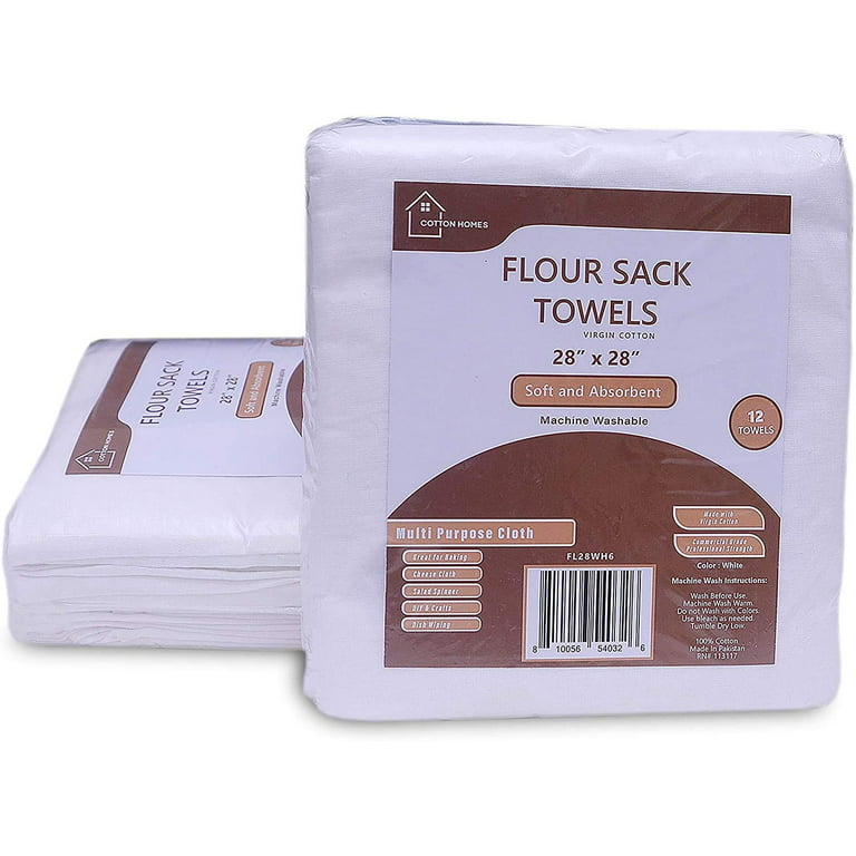 Set of 6/12, Flour Sack Dish Towels, Kitchen Towels, Cotton Dish Cloth,  Farmhouse Dish Towels, Bulk Tea Towels for Baking & Bread Making 