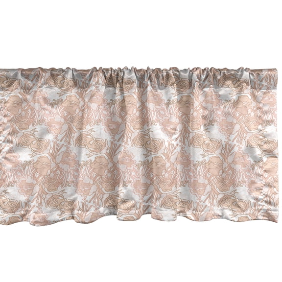 Ambesonne Floral Window Valance, Rustic Botanic Blossom, 54" X 12", Pale Peach Blush