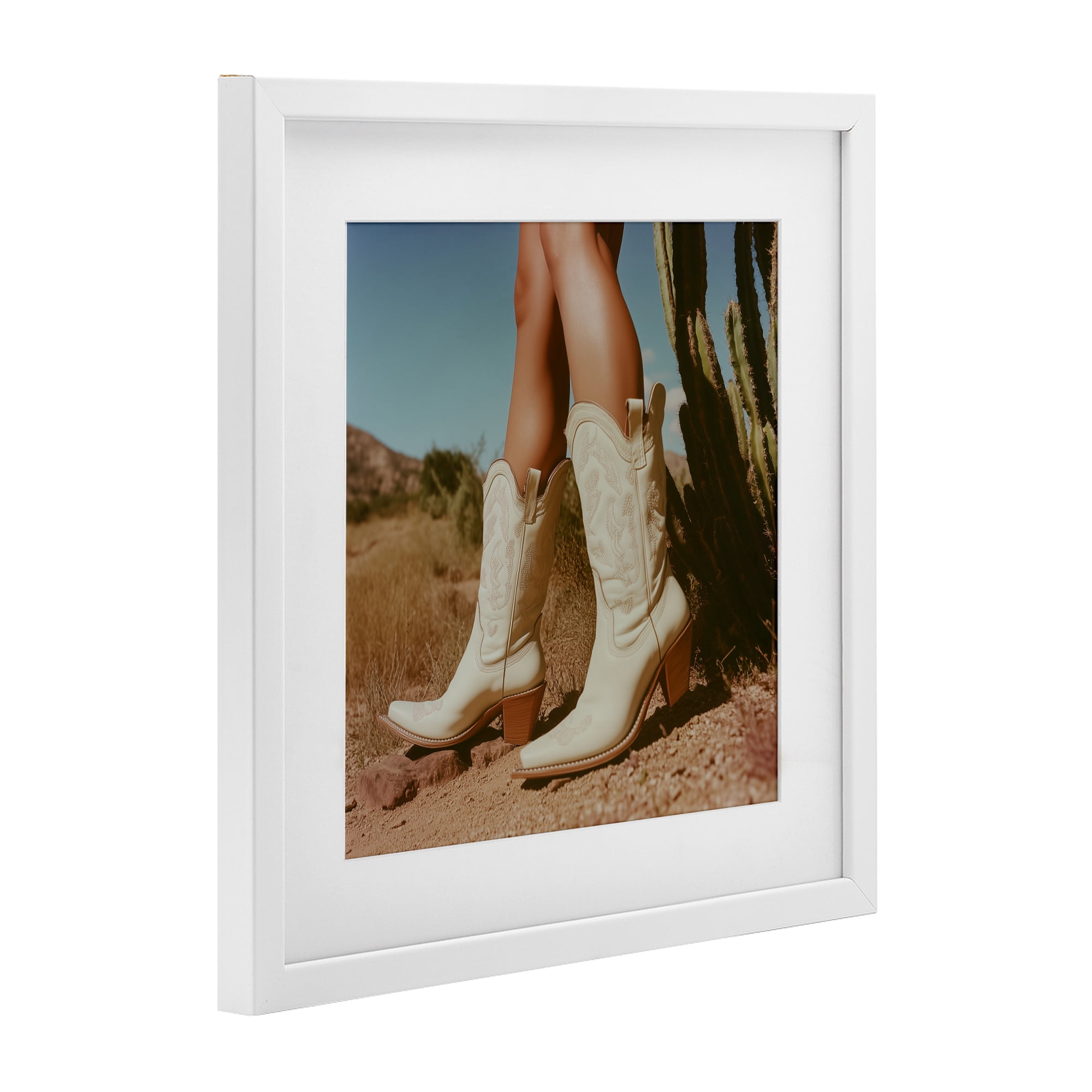 Stupell Industries Desert Boots Step White Framed Print Under Glass, design by Heidi Kuntz