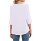 thumbnail image 4 of Pntutb moda mujer casual cuello redondo suelta tops 3/4 manga gasa blusa camisa tops Pntutb Pntutb-6931, 4 of 5