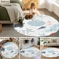 thumbnail image 6 of Blue Red Coastal Nautical Round Area Rug 3 FT, Small Kitchen Bathroom Mat, Beach Sea Turtle Ocean Coral Starfish Washable Indoor Outdoor Throw Runner Carpet Doormat for Table Shower Sofa Entryway, 6 of 9