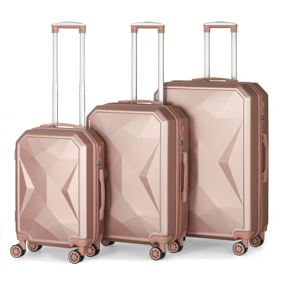 Hikolayae Crossroad Hardside Spinner Luggage Sets in Rose Gold, 3 Piece - TSA Lock