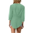 thumbnail image 6 of BRGZLK Women's 3/4 Sleeve Solid Color Summer Gauzy Tops Trendy Button Decoration Henley Shirts Classy Cruise Going Out Outfits, 6 of 6