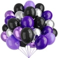 thumbnail image 1 of Globos YMSZ de látex morado, negro y plateado, 67 unidades, 30 cm, para fiestas, 1 of 7