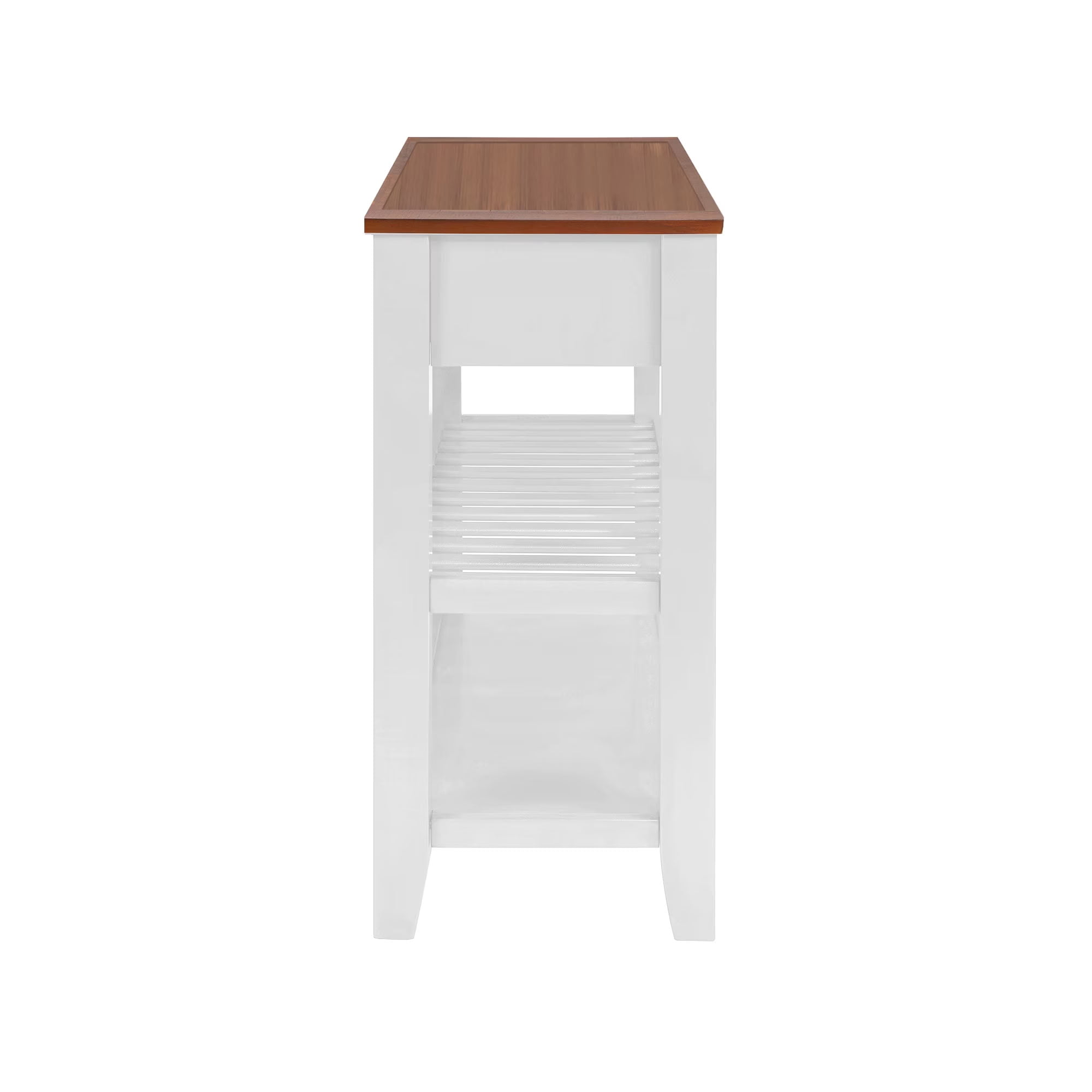 MAYEERTY Retro Console Table with 2 Drawers and Shelves, Solid Pine Wood Table for Living Room, Entryway, Hallway