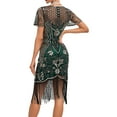 thumbnail image 3 of Juosiy Womens Vintage Mardi Gras Themed Masquerade Sequined Dress Short Sleeve See-Through Round Neck Skirts, 3 of 3