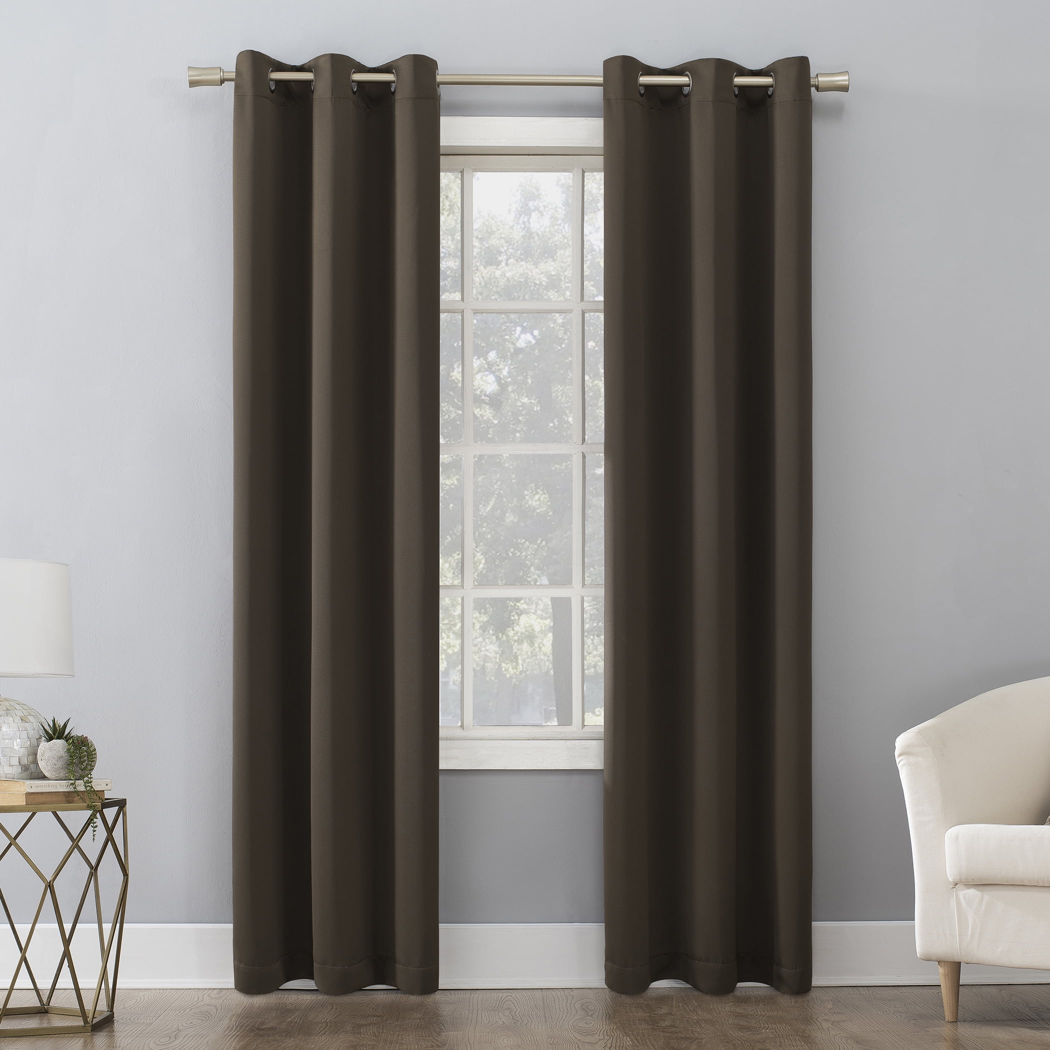 MANSION COLLECTION Brown Drapery Curtain Rod 28-144" Leaf 