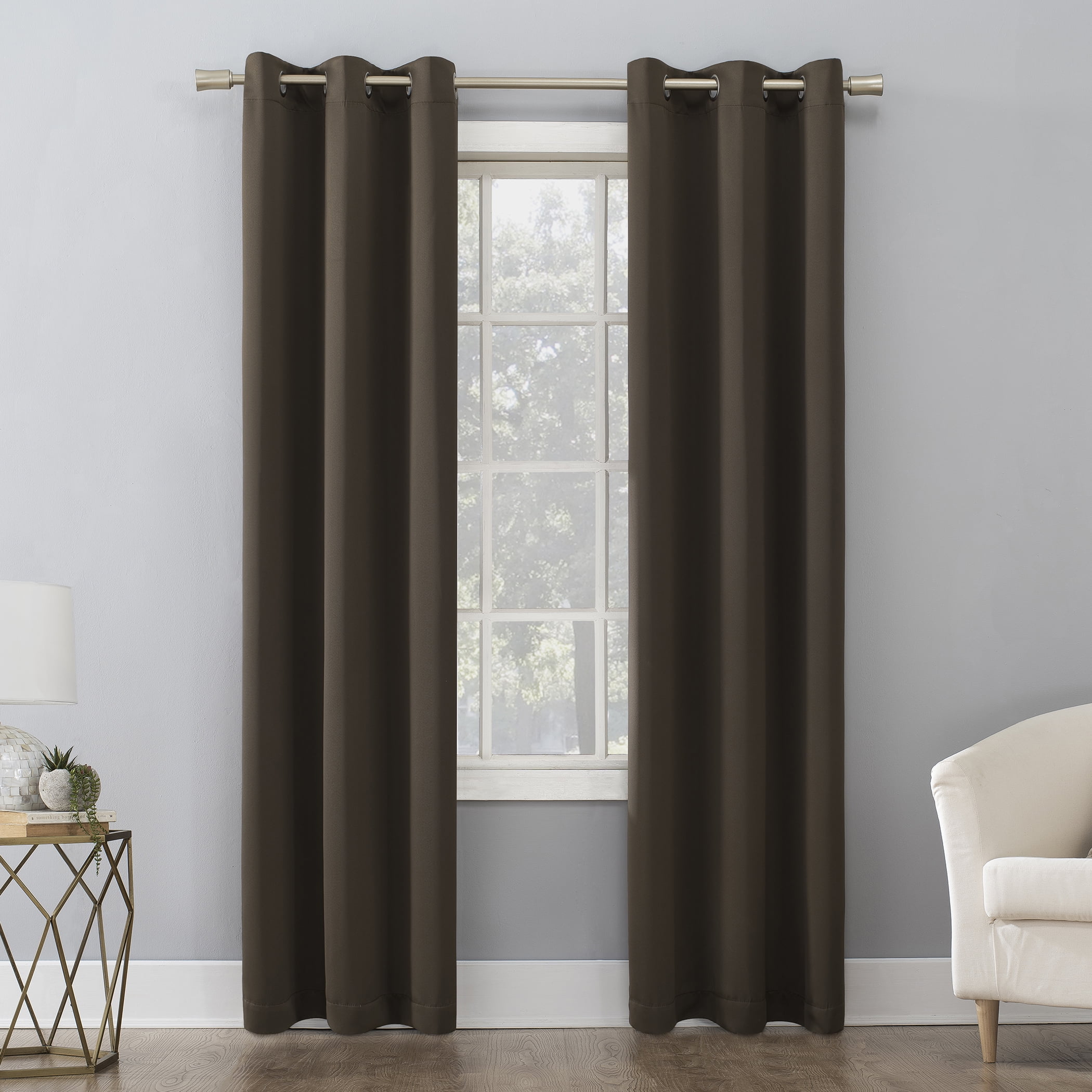 Mainstays Blackout Energy Efficient Grommet Single Curtain Panel, 40"x84", Brown